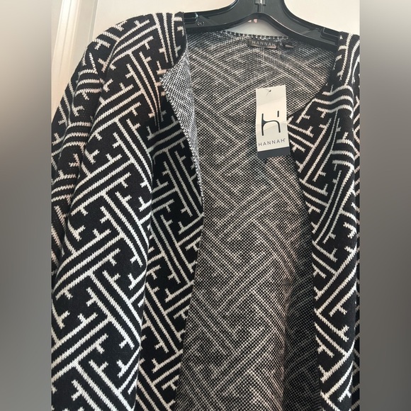Hannah Adele Longline Open Front Cardigan Black & White | Size L | NWT - Picture 3 of 6